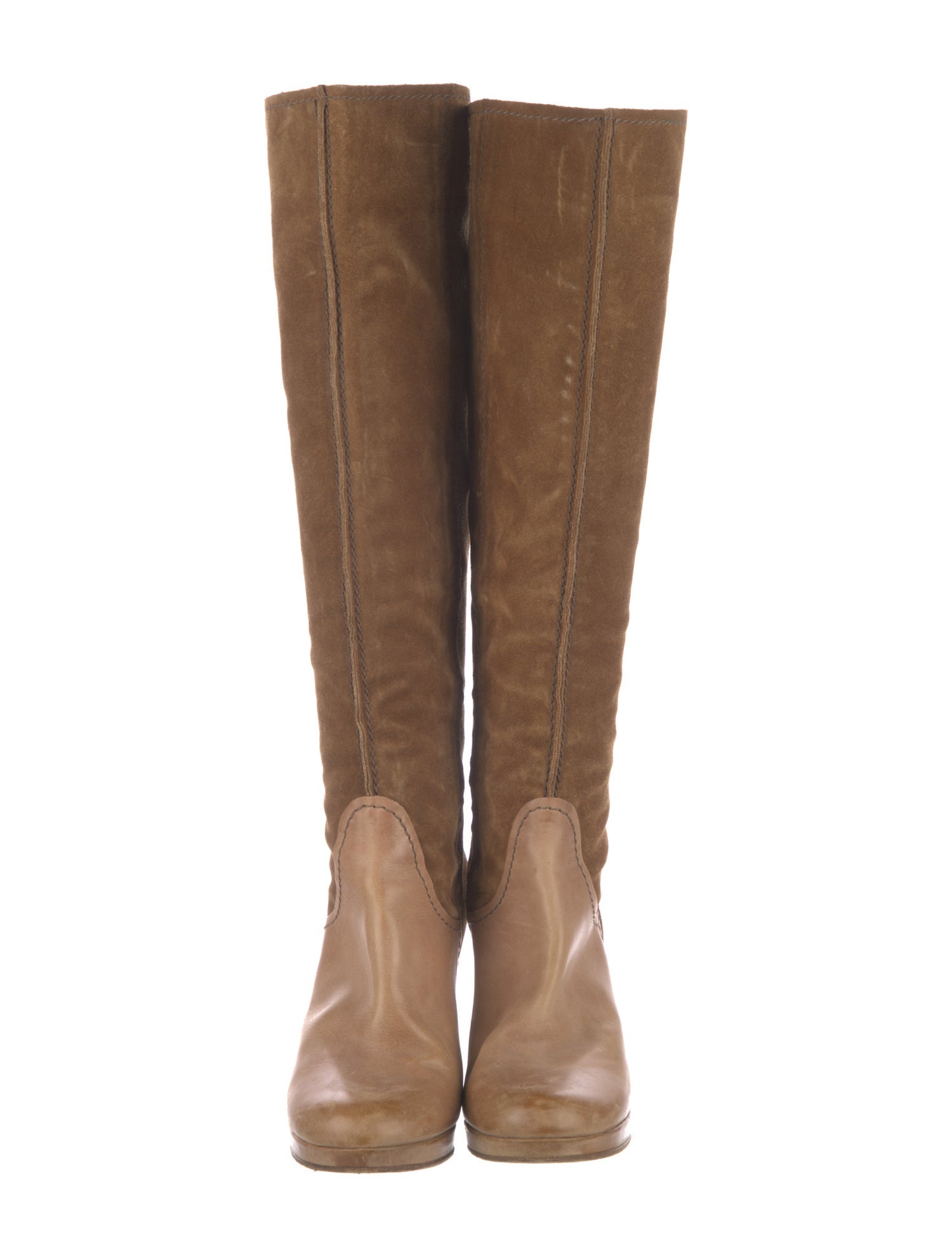 Chloé Suede Colorblock Pattern Boots